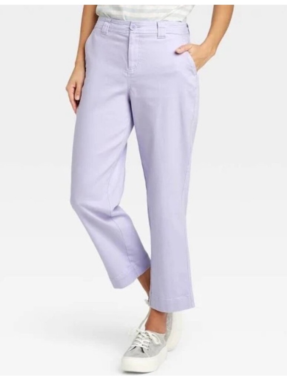 A New Day Stretch Lilac Pants Straight Crop High Rise Lavender Purple size 18
